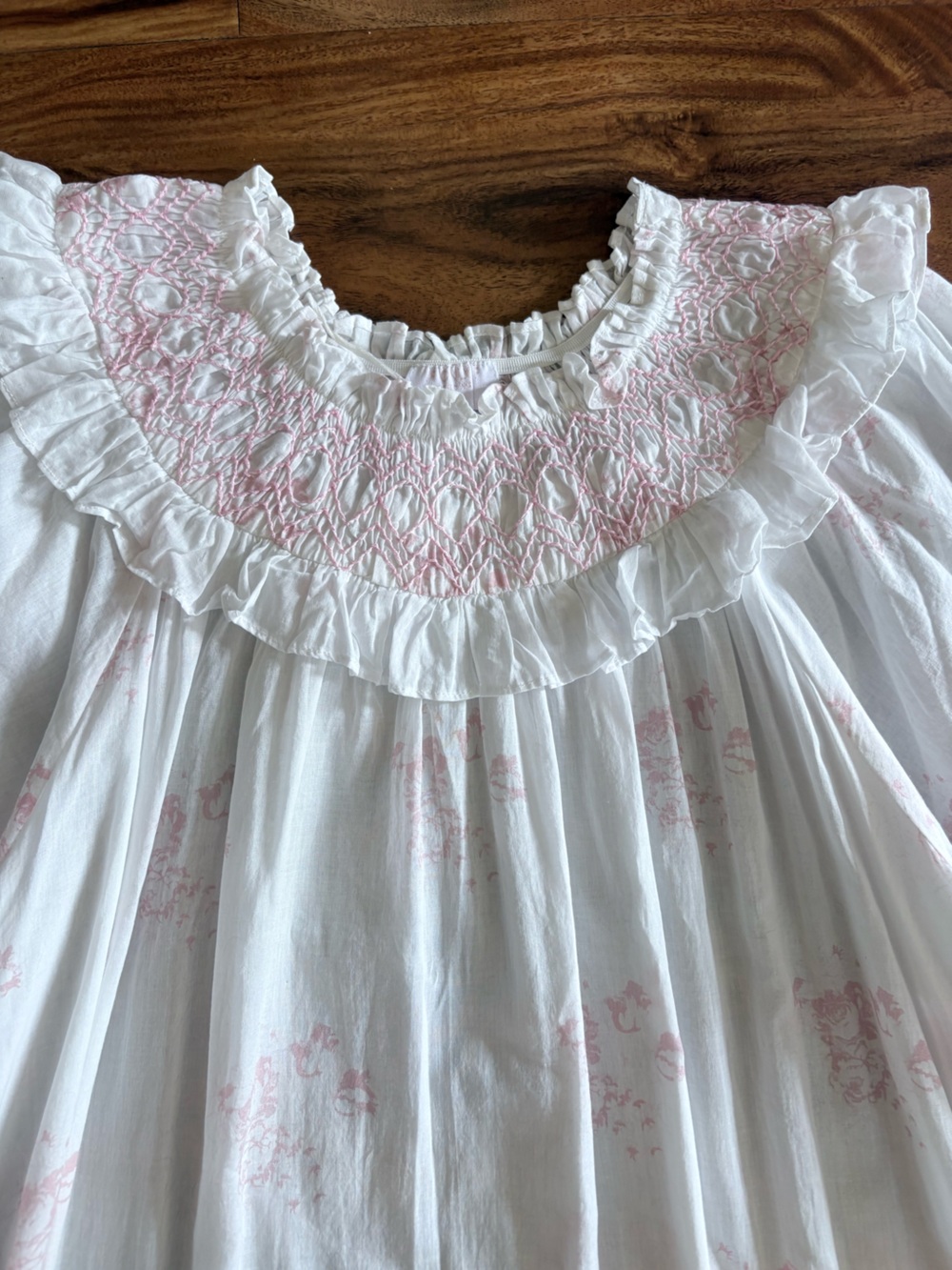 NEW If Only If Women’s Cabbage & Roses Pink Floral Smocked Nightgown Gown XS S - Picture 7 of 11